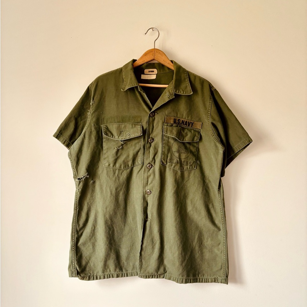 Vintage U.S. Navy Seabees Short Sleeve Military Shirt